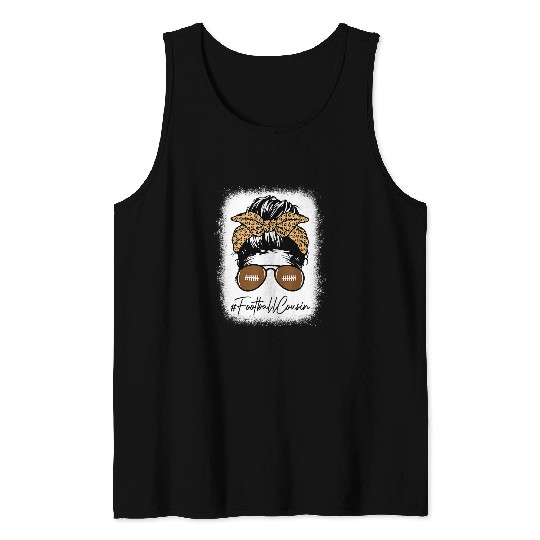 Sport American Football Bleached Football Cousin Life With Leopard Messy Bun Player Tank Tops