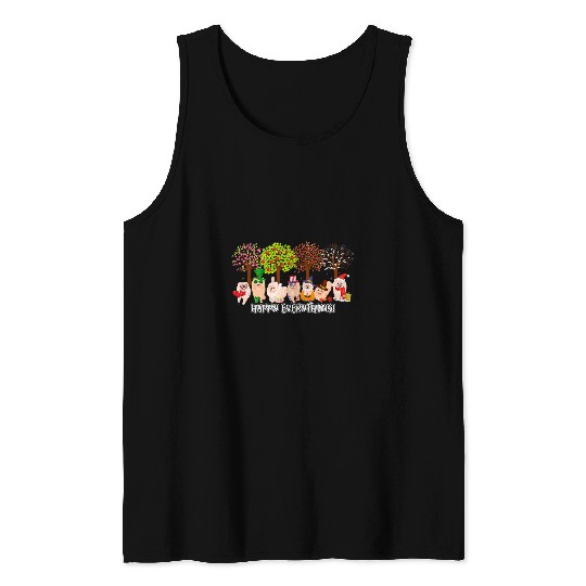 Pomeranian Pet Happy Everything Pomeranian Seasons All Year Tree Tank Tops