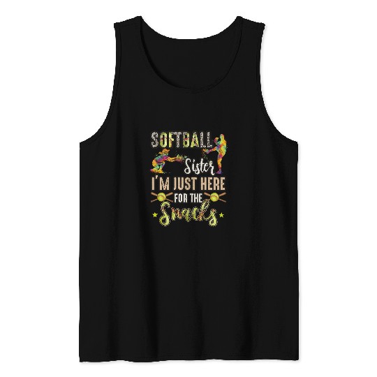 Sport Softball Sister Im Just Here for the Snacks Retro Player Tank Tops