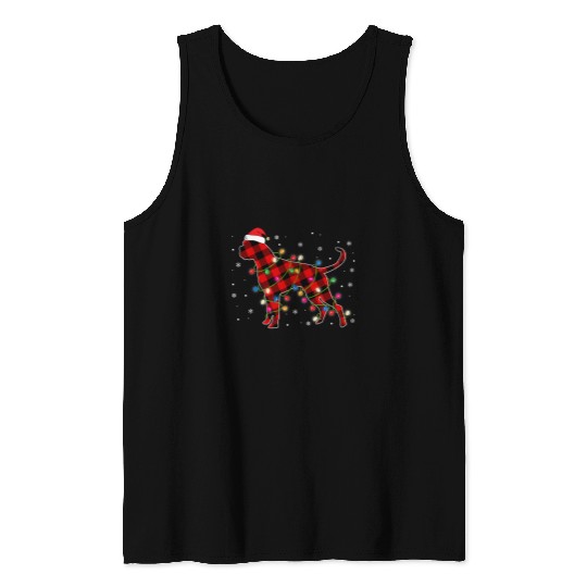 Boxer Pet Santa Hat Boxer Red buffalo plaids Christmas Lights Dog Lover 46 Tank Tops