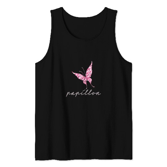 Papillon Pet Pink Camo Butterfly Papillon Womens Trendy Camouflage Tank Tops