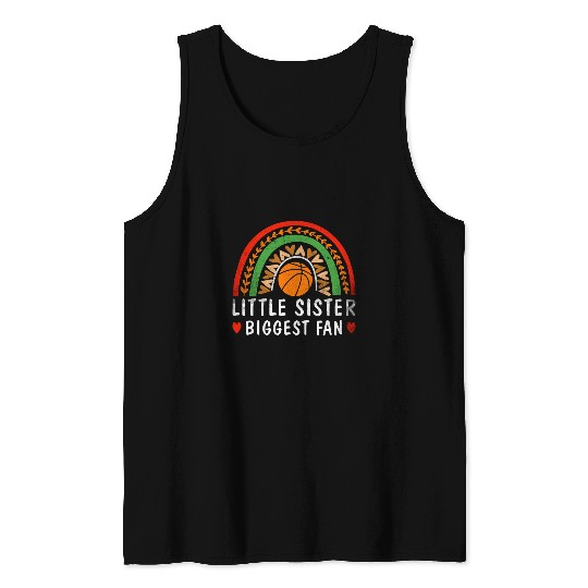 Sport Basketball Little Sister Biggest Fan Funny Basketballer Tank Tops