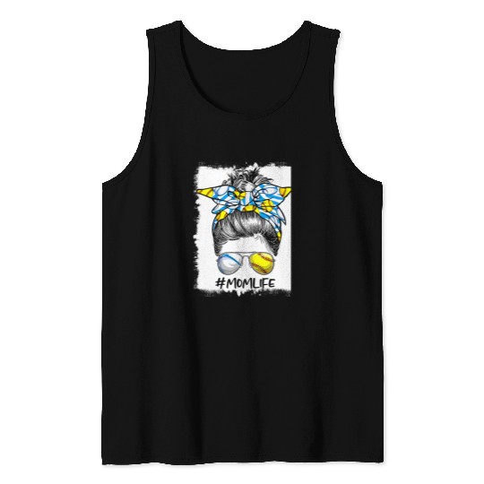 Sport Rugby Messy Bun Mothers Day Mom Life Rugby Sport Lover Tank Tops
