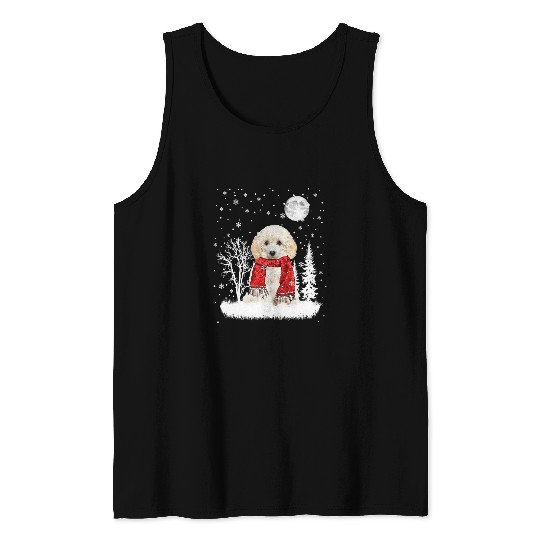 Poodle Pet Toy Poodle Christmas Night Dogs Forest Trees Tank Tops