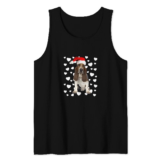 Basset Hound Pet Christmas Basset Hound Santa Hat Holidays Dog Mom Dad Xmas Tank Tops