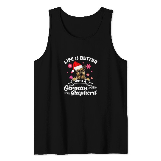 German Shepherd Pet Santa Men Women Dog Christmas Pajama Tank Tops