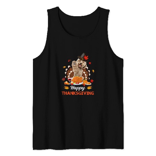 Labradoodle Pet Funny Pilgrim Labradoodle Dog Turkey Happy Thanksgiving Day Tank Tops