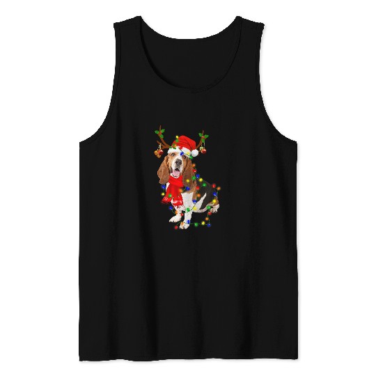 Basset Hound Pet Christmas Light Merry Christmas Winter Gift Tank Tops