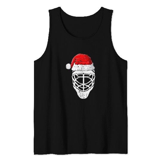 Sport Hockey xmass Santa Hat Christmas Ice Tank Tops