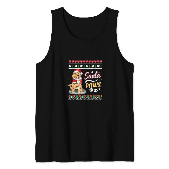 Golden Retriever Pet Womens Golden Retriever Dog Funny Santa Paws Christmas 176 Tank Tops