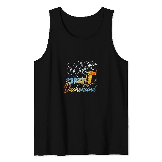 Dachshund Pet Watercolor Rainbow Dog Lovers 128 Tank Tops