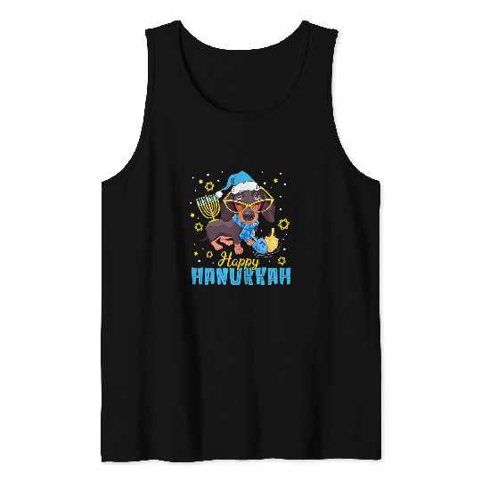 Dachshund Pet Funny Jewish Dachshund Menorah Happy Hanukkah Chanukah535 Tank Tops