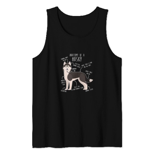 Husky Pet Black Siberian Husky Dog Anatomy Funny Pet Mom Cute Tank Tops