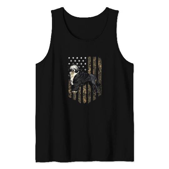 Portuguese Pet Camo American Flag Portuguese Water Dog 4th Of July USA Tank Tops