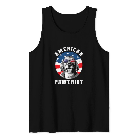 Golden Retriever Pet Womens Golden Retriever USA 4th of July American Men 41 Tank Tops