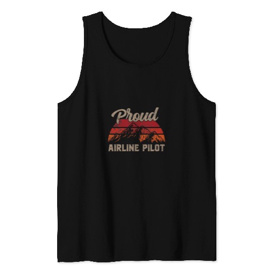 Funny Airline Pilot Superhero vintages Men Dad Tank Tops