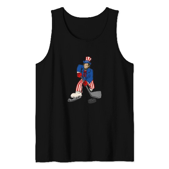 Sport Hockey Abraham Lincoln Playing Hockey Funny 4th of July Hockey 0 Tank Tops