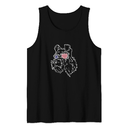 Schnauzer Pet USA Flag 4th of July Tank Tops