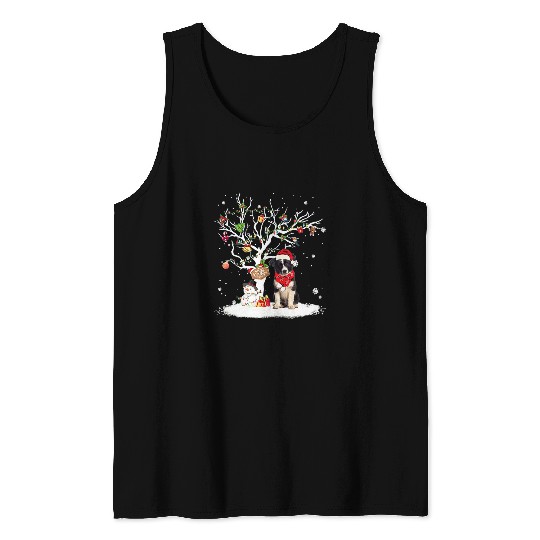 Border Collie Pet Winter Snow Tree Dog Christmas Winter Tank Tops