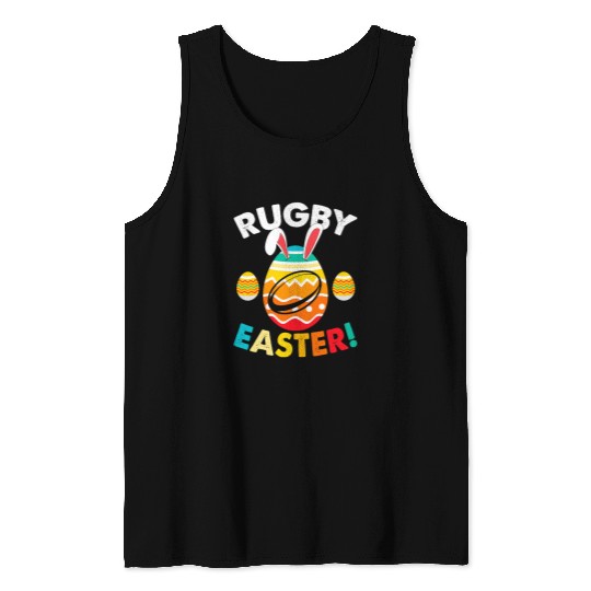 Sport Rugby Rabbits Retro Easter Bunny Rugby Love Easter Eggs Sport Lover Tank Tops
