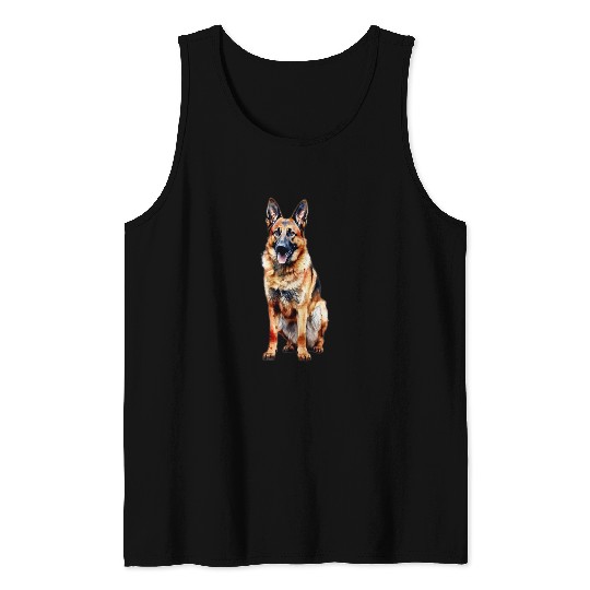 German Shepherd Pet Sat Dog German Shepherd Brown Tank Tops