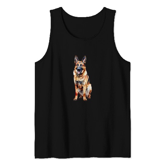 German Shepherd Pet Sat Dog German Shepherd Brown Tank Tops