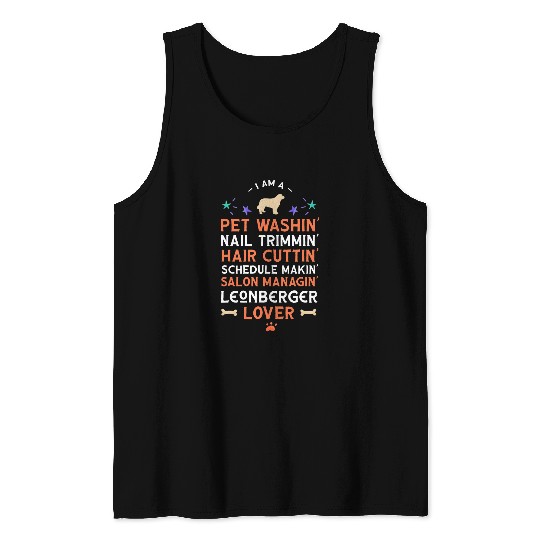 Leonberger Pet Dog Groomer Leonberger Lover Funny Dog Grooming Humor Tank Tops