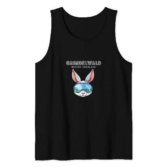 Bernese Mountain Pet Grindelwald Bernese Oberland Switzerland Retro Ski Bunny Tank Tops