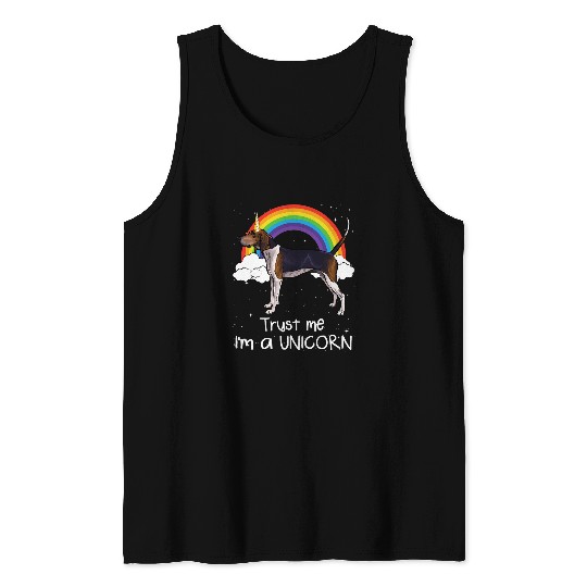 Coonhound Pet Rainbow Treeing Walker Coonhound Trust Me Im A Unicorn Tank Tops