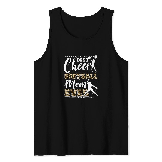 Sport Softball Cheer Mom Leopard Pattern Moms Cheerleader 5 Tank Tops
