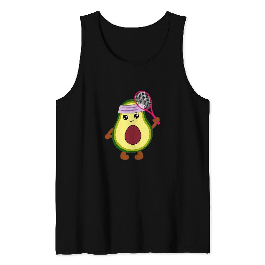 Sport Ping Pong Avocado Tennis Player Funny Vegetable Vegan Vegetarian Fruit Tank Tops