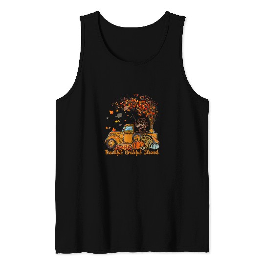 Poodle Pet Thankful Grateful Blessed Autumn Truck Poodle Dog Pumpkin 77 Tank Tops