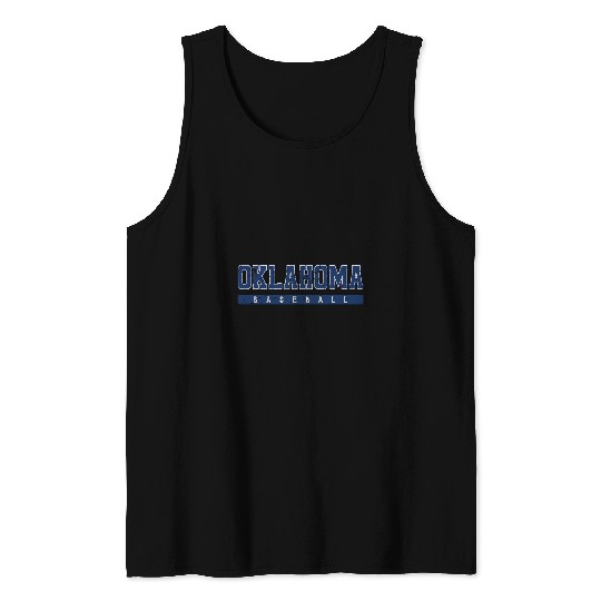 Sport Baseball Oklahoma Baseball Blue vintages Text Tank Tops