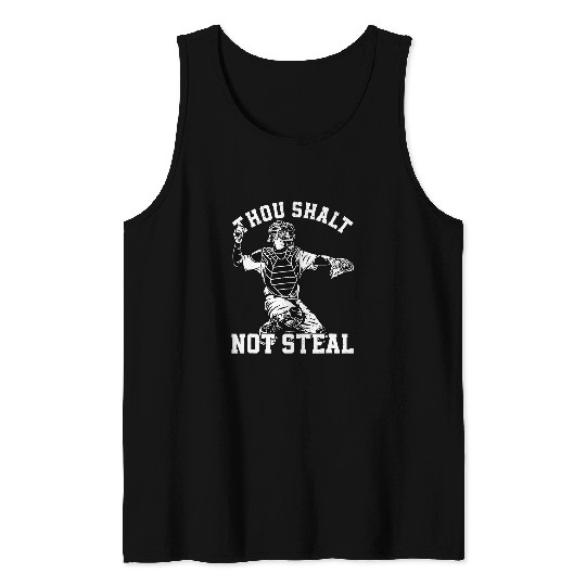 Sport Baseball Catcher Thou Shalt Not Steal Religiou Tank Tops