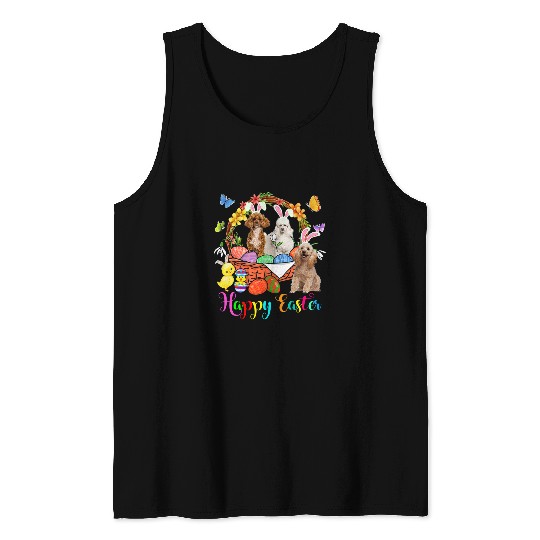 Poodle Pet Three Bunny Poodle Dogs In Easter Eggs Basket Tank Tops