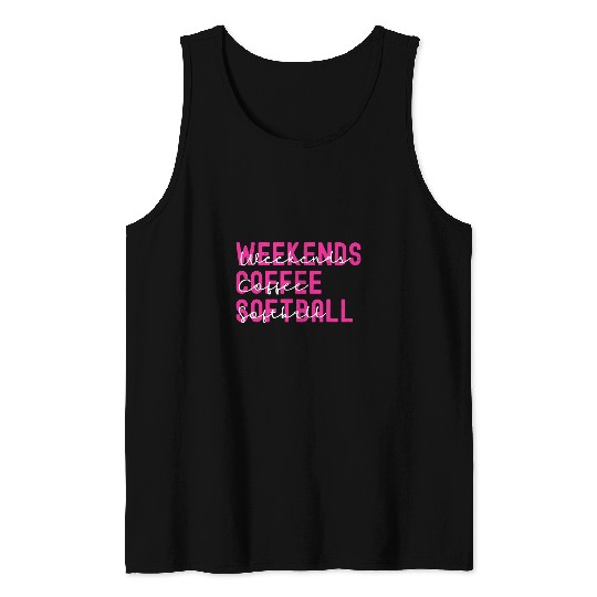 Sport Softball Weekends Coffee Softball Sport Cheer Mom Softball Quote Tank Tops