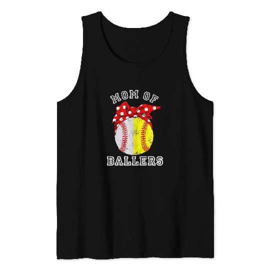 Sport Baseball Mom Of Both Baseball Softball Mom of Ballers Tank Tops