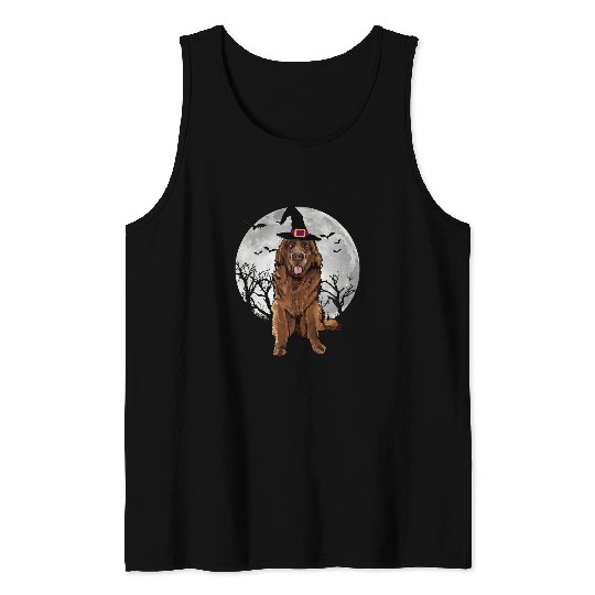 Newfoundland Pet Scary Newfoundland Dog Witch Hat Halloween Tank Tops
