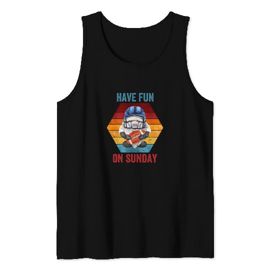 Sport American Football Retro Football Design With Funny Gnome Have Fun On Sunday Tank Tops