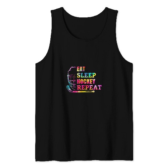 Sport Hockey Eat Sleep Hockey Repeat Funny Ice Hockey Player Game Day Tank Tops