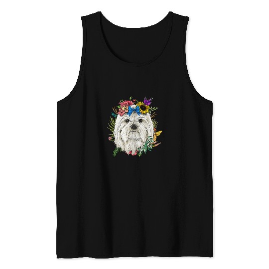 Maltese Pet Floral Maltese Dog Spring Nature Dog Lovers 474 Tank Tops