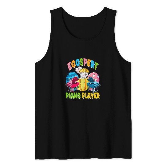 Funny Piano Music Easter Egg Expert Piano Player Easter Bunny Inside Eggs Tank Tops