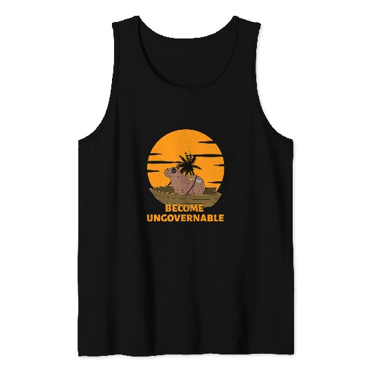 capybaras Mammal Become Ungovernable Pirate capybaras Big Rodent Meme Tank Tops