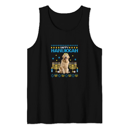 Golden Retriever Pet Chanukah Jewish Ugly Hanukkah Sweater 319 Tank Tops