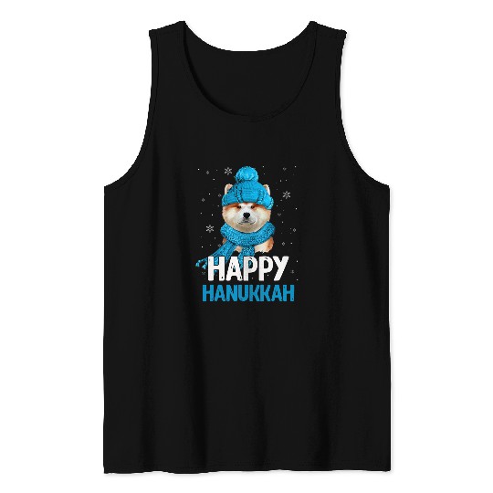 Akita Pet Happy Hanukkah Akita Chanukah Jewish Christmas Dog Tank Tops