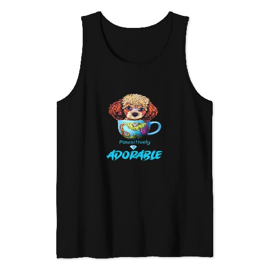 Poodle Pet Turquoise Cup Poodle A Pawfectly Cute Design Tank Tops