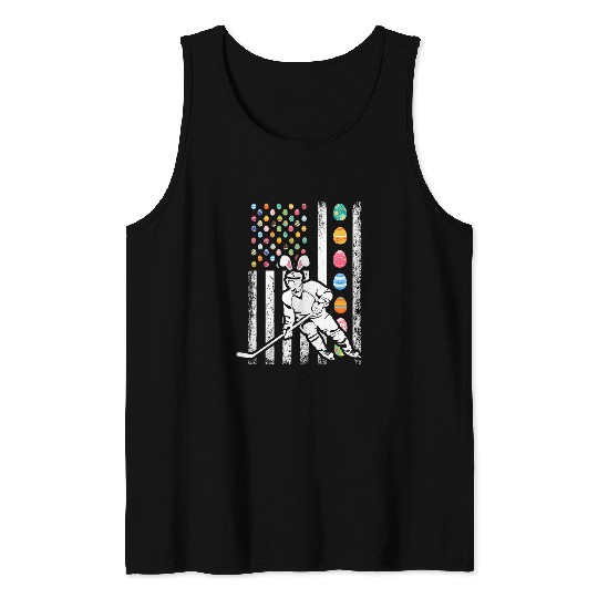Sport Hockey American Flag Happy Easter Day Gift Tank Tops