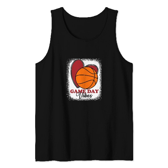 Funny Basketball Coachs Bleached basketball Game Day Vibes basketball Mom Game Day 73 Tank Tops