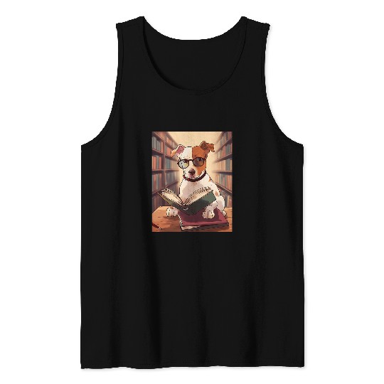 Jack Russell Pet Reading Funny Dog Book Lover 3 Tank Tops