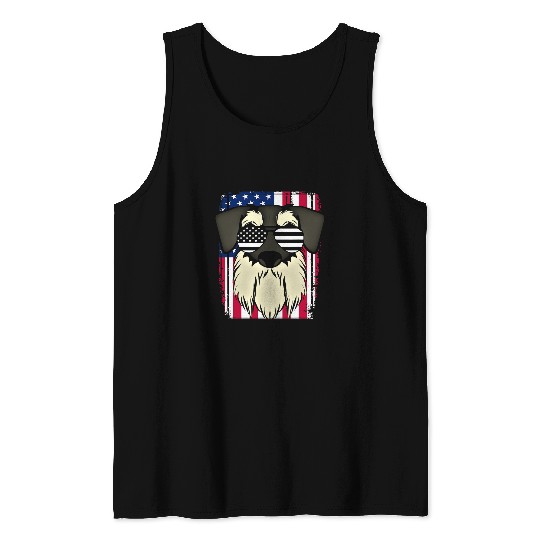 Schnauzer Pet USA Flag Schnauzer Dog Sunglasses 23 Tank Tops